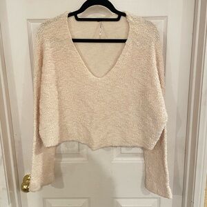 Free People 100% Cotton Long Sleeve Women’s Oversized Crop Top